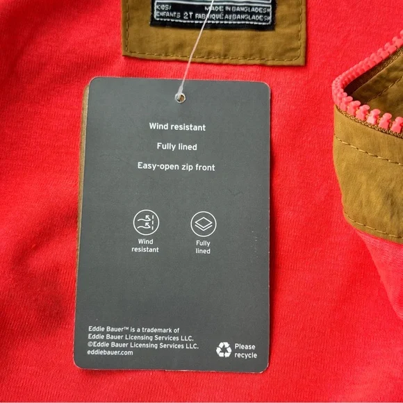 Eddie Bauer Toddler Boys’ Windy Ridge Windbreaker Jacket Size 2T NWT NEW - Picture 8 of 9